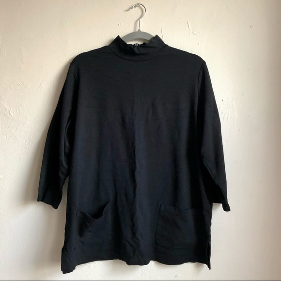 Ralph Lauren Black Tunic Mock Neck Top - Picture 1 of 5